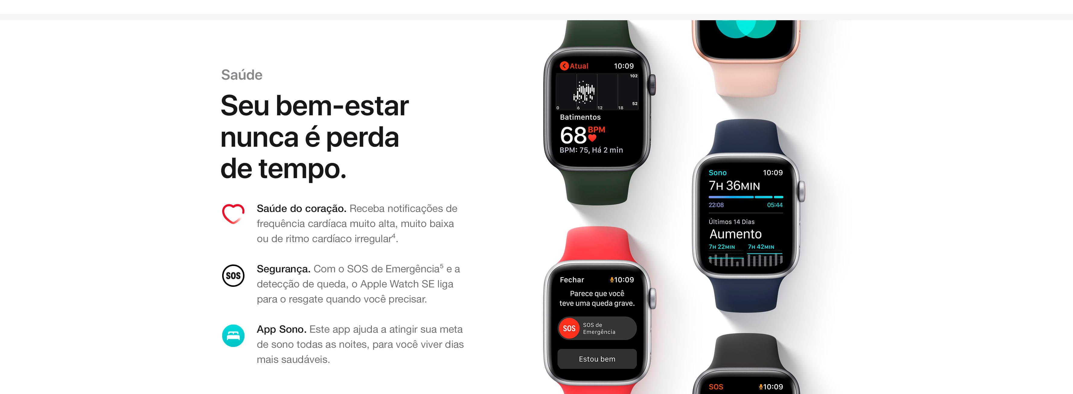 Apple Watch SE GPS 44mm Caixa Cinza-Espacial de Alumínio com Pulseira Esportiva Preta